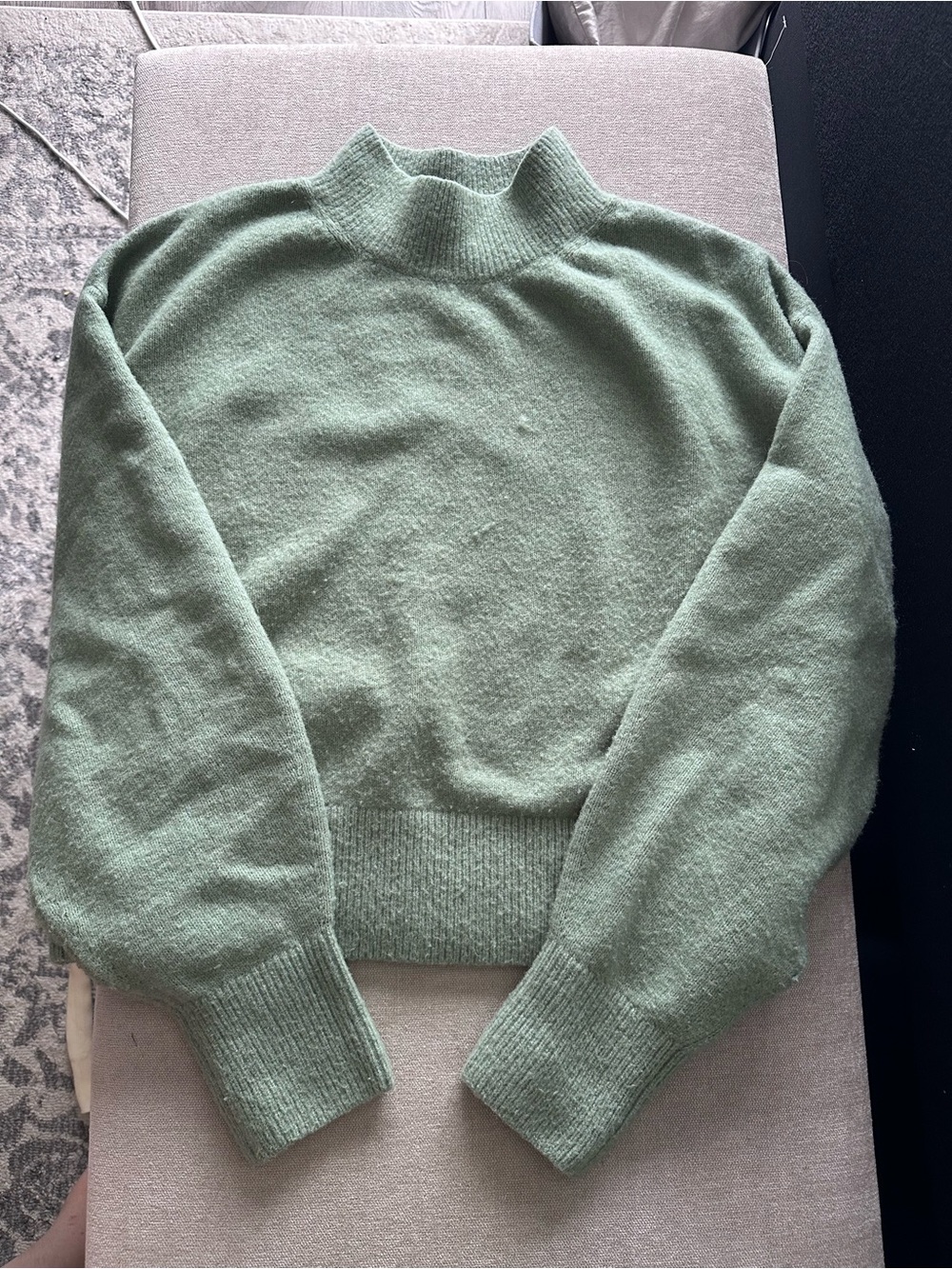& Other Stories Soft Sage Mock-Neck Sweater